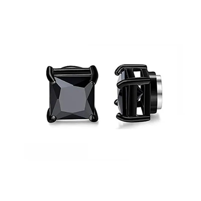 2Pcs Crystal Strong Magnetic Ear Stud Clip Earrings for Men and Women, Punk Round Zir lifestyle view