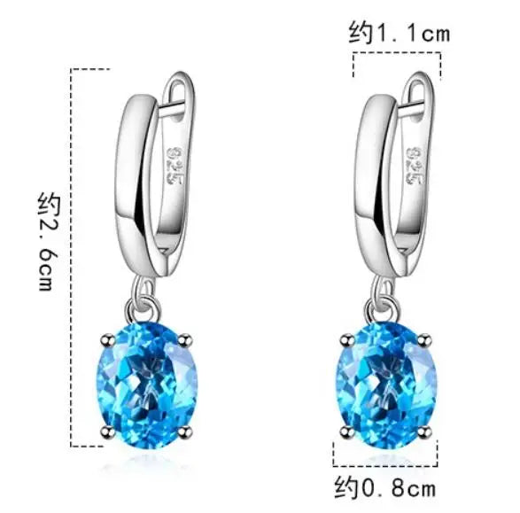 Square Genuine Blue Topaz Amethyst Citrine Garnet Created Sapphire Ruby Emerald 925 S alternate view