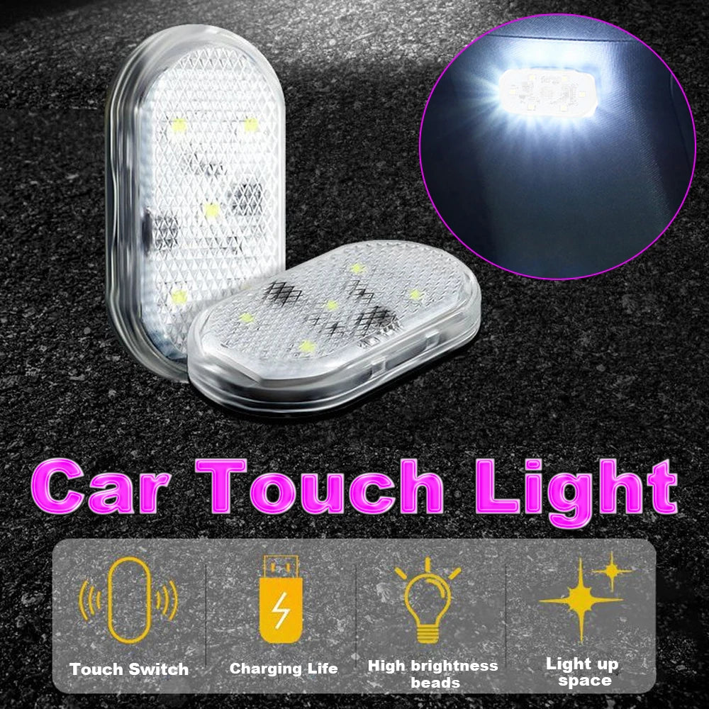 1pc Car LED Light Interior Lighting Atmosphere Lamp for Armrest Box Trunk Switch Touch Control Wirel