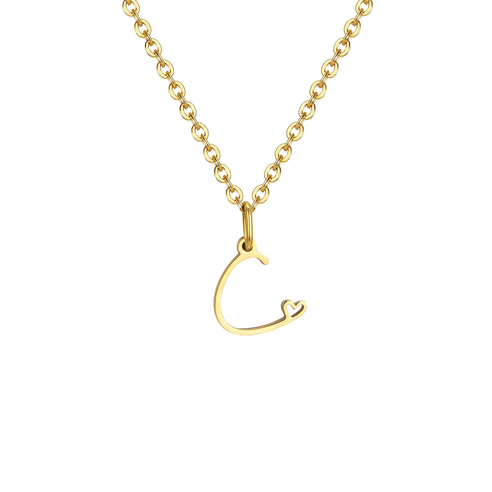 Dainty Heart Initial Necklace for Women, Gold Plated A-Z Letter Pendant, Waterproof S alternate view