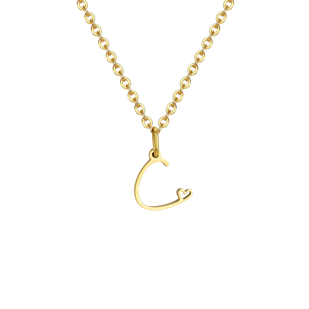 Dainty Heart Initial Necklace for Women, Gold Plated A-Z Letter Pendant, Waterproof S alternate view