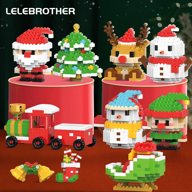 Christmas Micro Building Block Set | Santa and Reindeer Puzzle Toy alternate view
