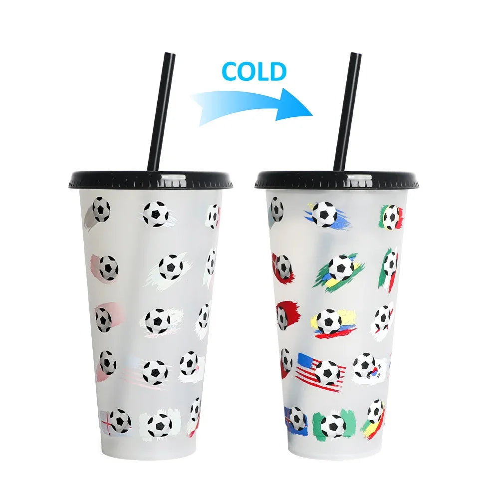 710ml Reusable with Straws Creative Water Cups Changing Colour Cup Magical Plastic additional angle