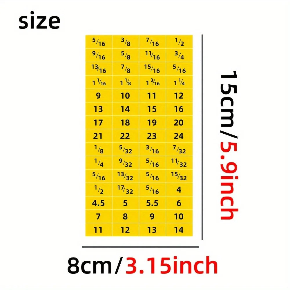 60pcs Mechanical Drive Socket Label Stickers | Quick and Easy Reminder Toolbox Decals detail view