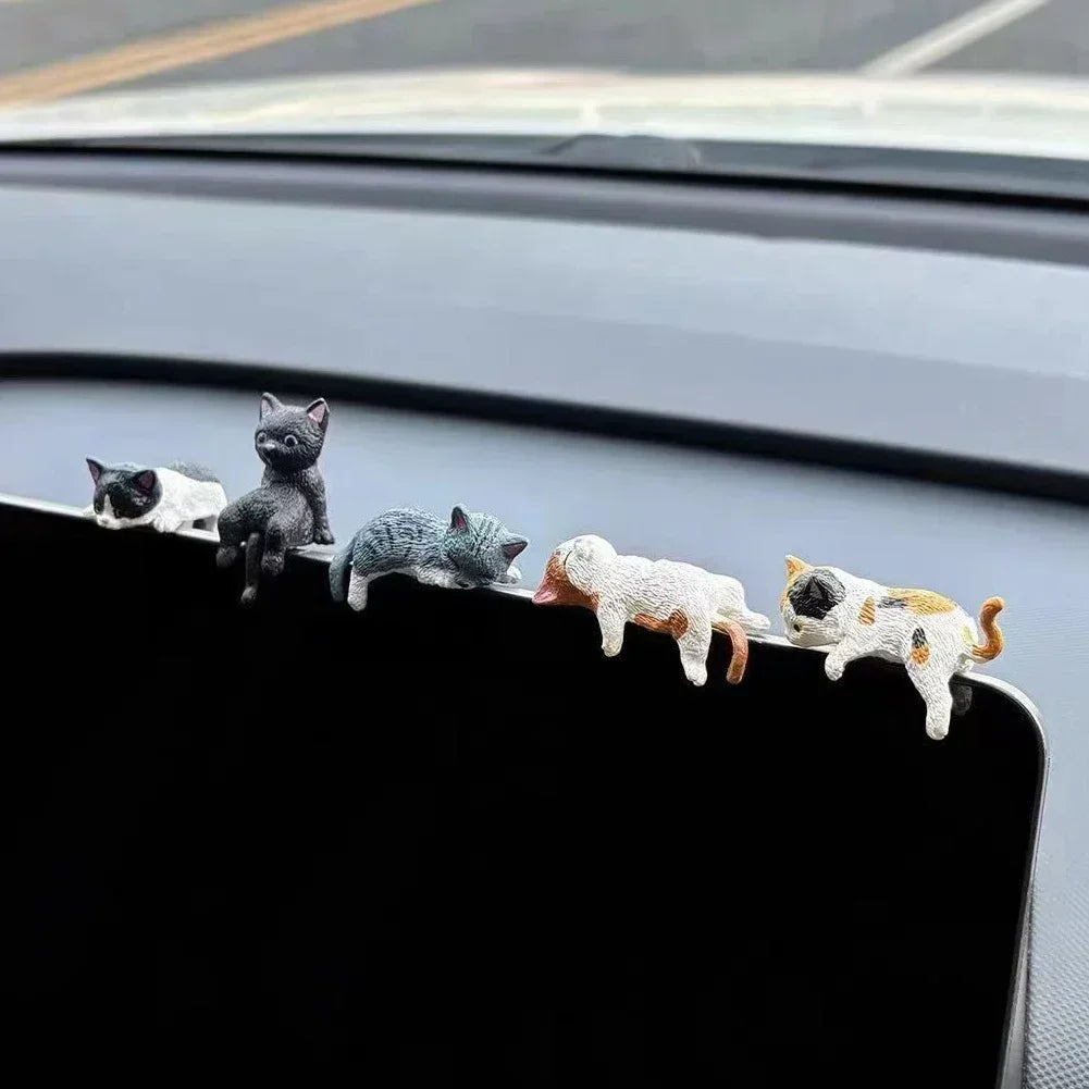 Funny Sleeping Cats Car Dashboard Ornament Adorable PVC Decoration For Car Interior Funny Dashboard Figurine Auto Accessories