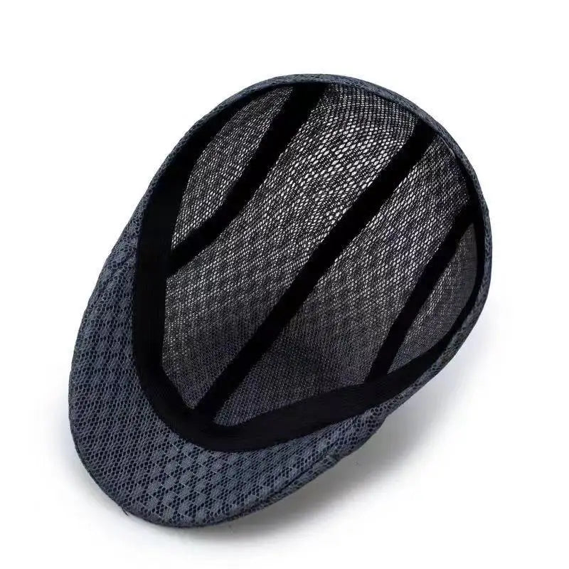 Breathable Mesh Beret Hat for Summer | Unisex Newsboy Flat Cap close-up view