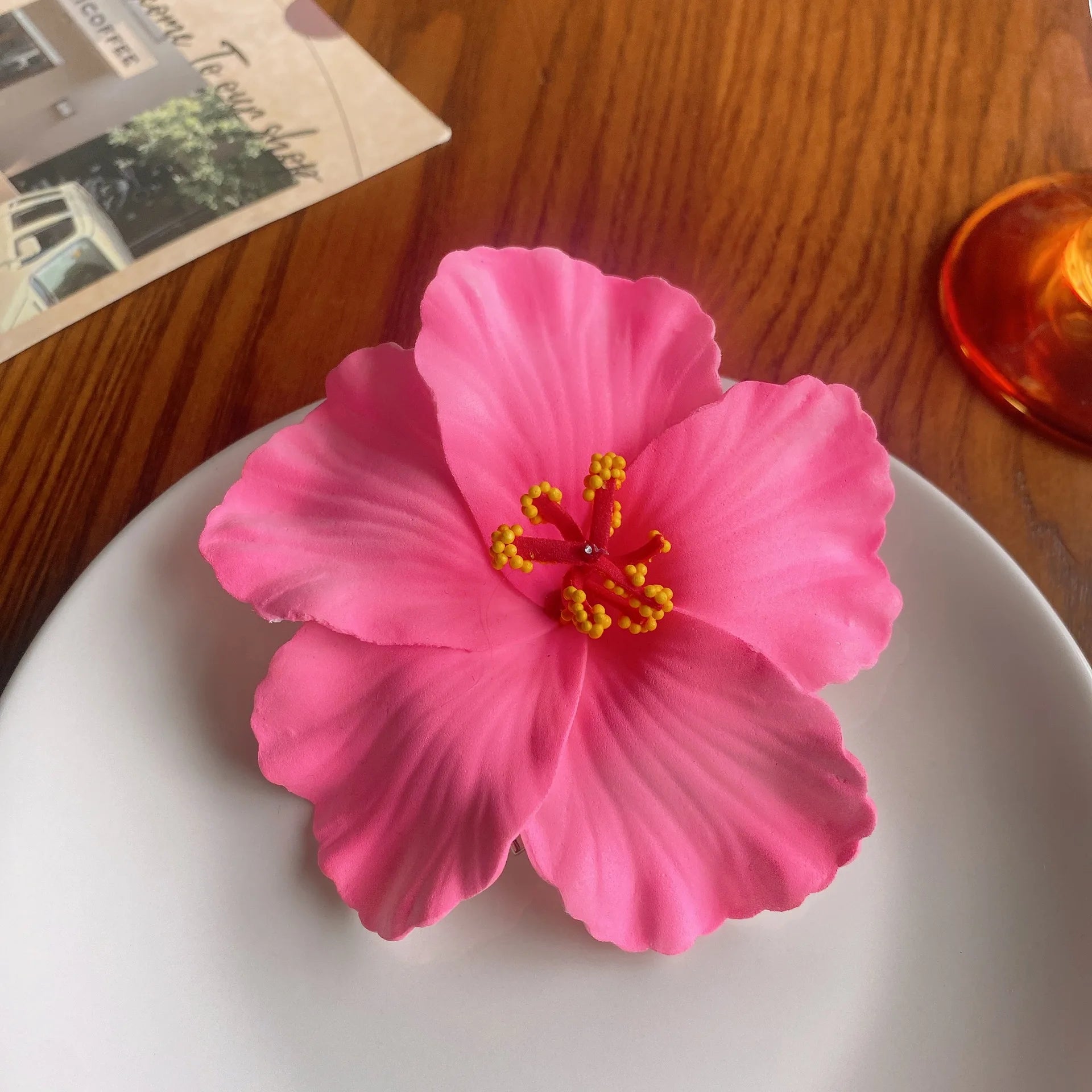 Egg Flower Hibiscus Hawaiian Headdress Dried Flower Hairpin Bangs Clip Duckbill Hair Clips Hair Accessories