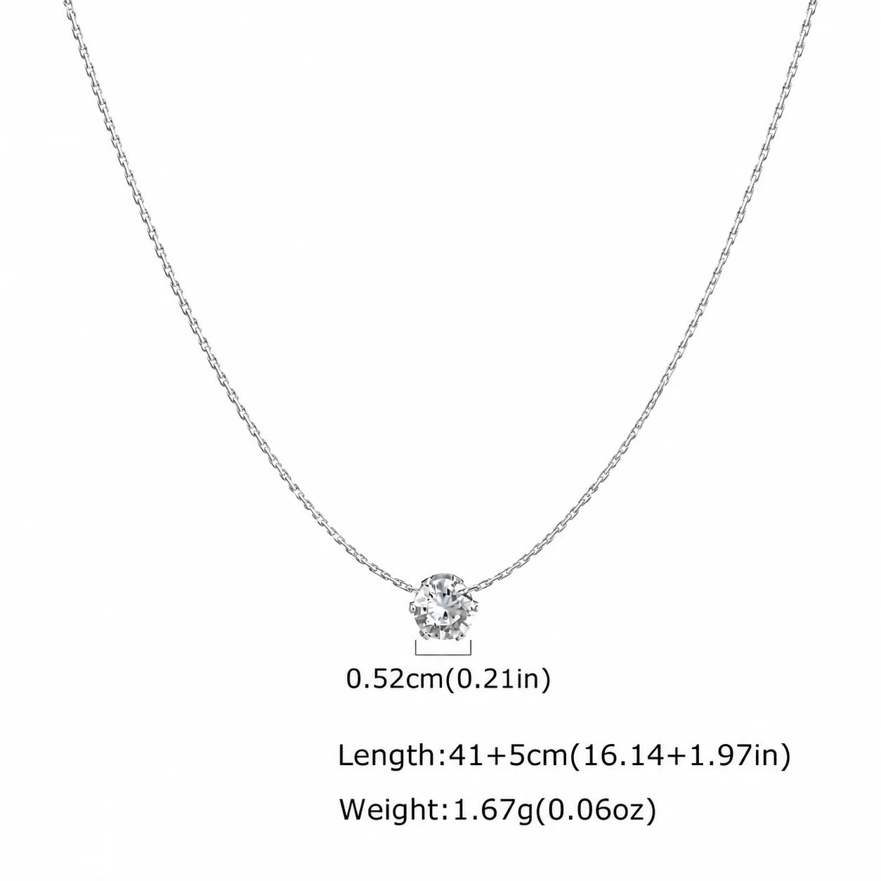 Minimalist Solitaire Zircon Choker Necklace, Crystal Pendant, 18K Gold Plated Stainles close-up view