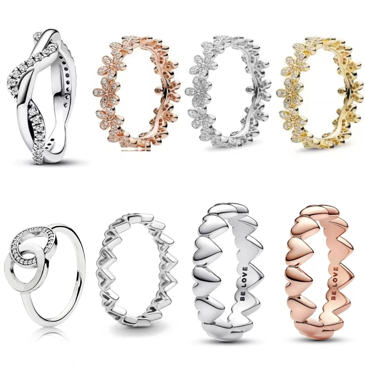 Hot Sell New 925 Silver Stackable Infinite Heart Garland Sawtooth For Women Original Wedding Ring Je