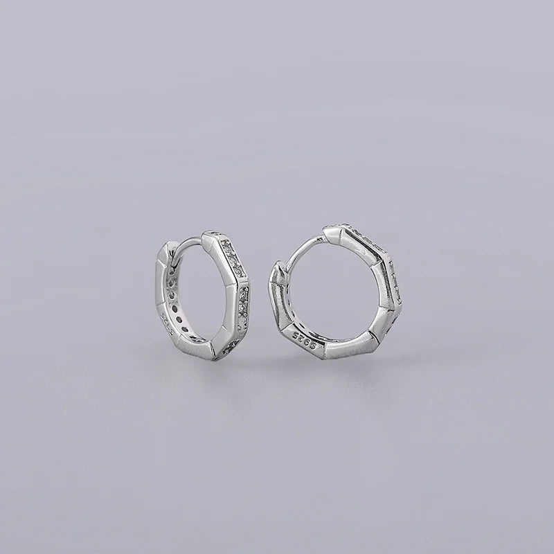 ANENJERY CZ Zircon Circle Hoop Earrings for Women Men Punk Trendy Party Accessories F lifestyle view