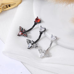 Gothic Punk Zircon Bat Navel Piercing Belly Ring Barbell Earrings Belly Button Rings for detail view