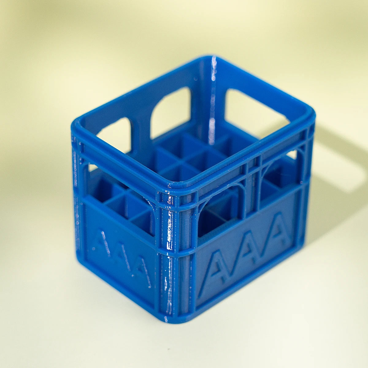 3D Printed Beer Crate Style Stackable Battery Storage Box | AA AAA 18650 21700 9V O additional angle