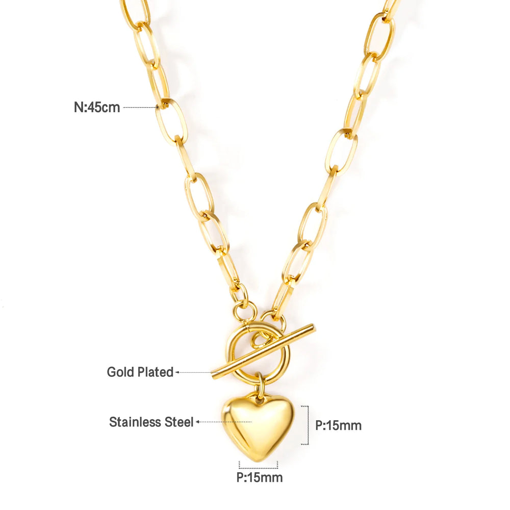 ASONSTEEL Heart Pendant Necklace | Romantic Gold Stainless Steel Choker for Women additional angle