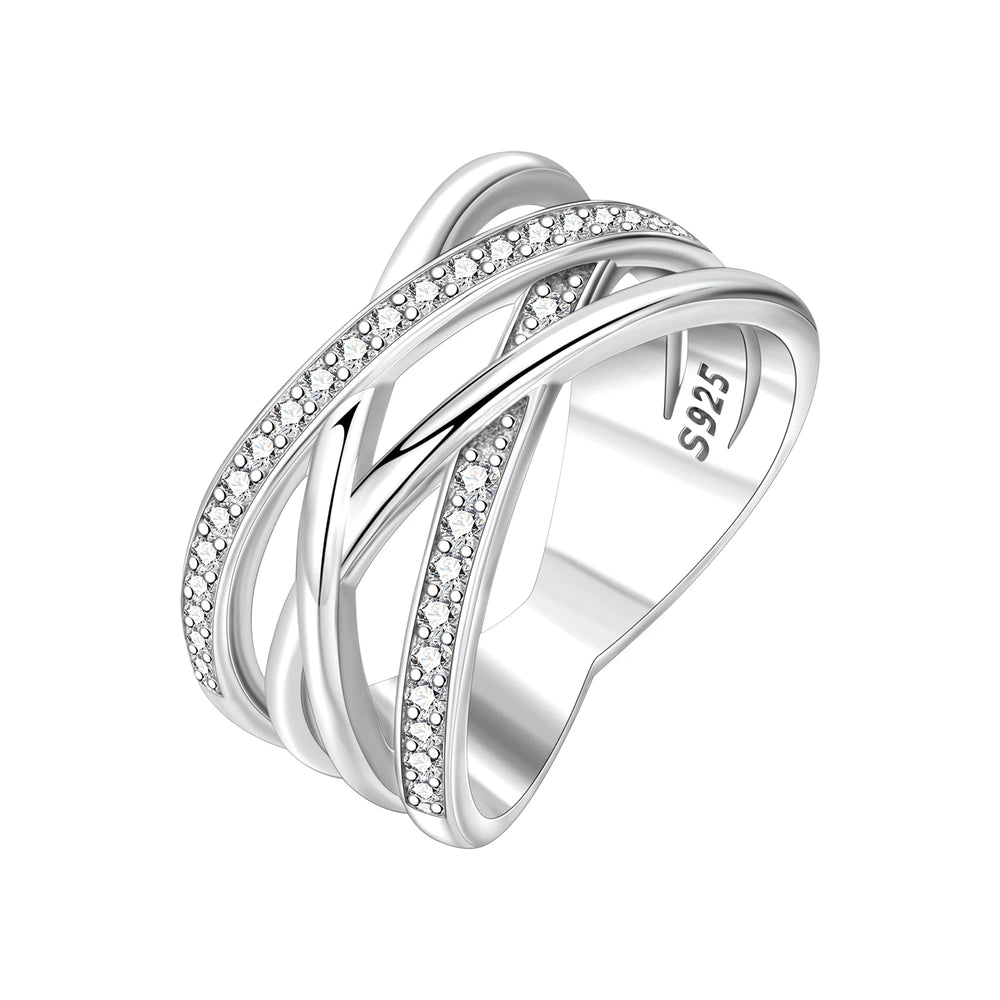 PANPOKI S925 Sterling Silver FOREVER Eternal Ring Closed Ring For Women Original Finge close-up view