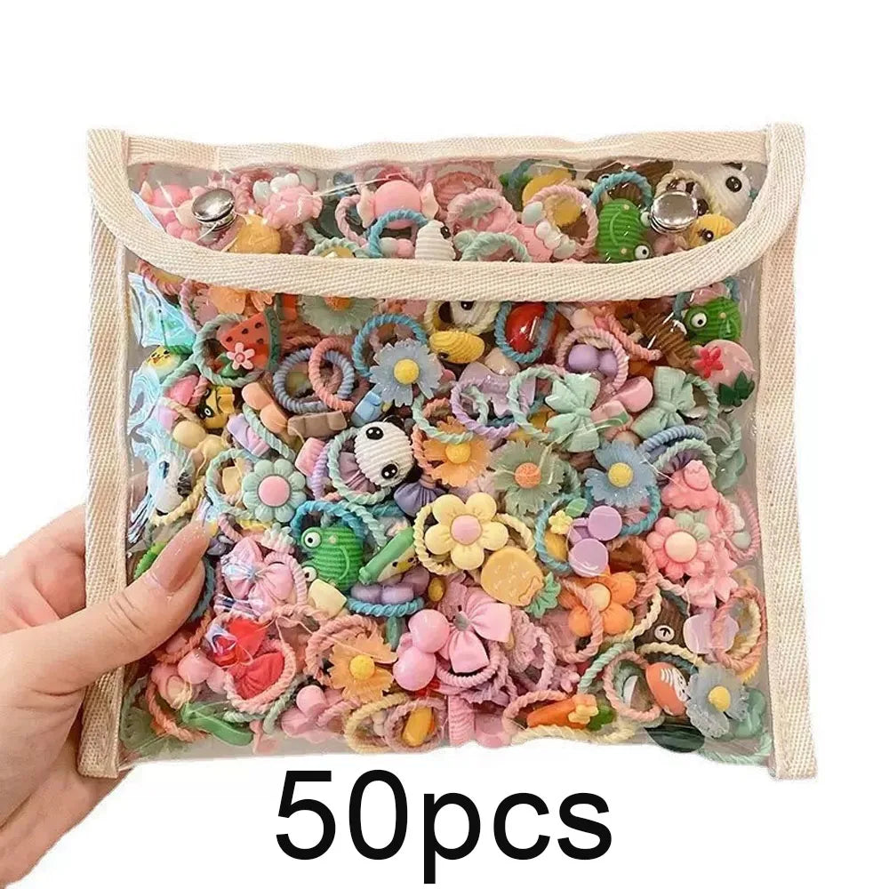 Cute Thumb Hair Ties For Girls,high Elasticity,cartoon Animal Flowers And Fruit Decorati detail view