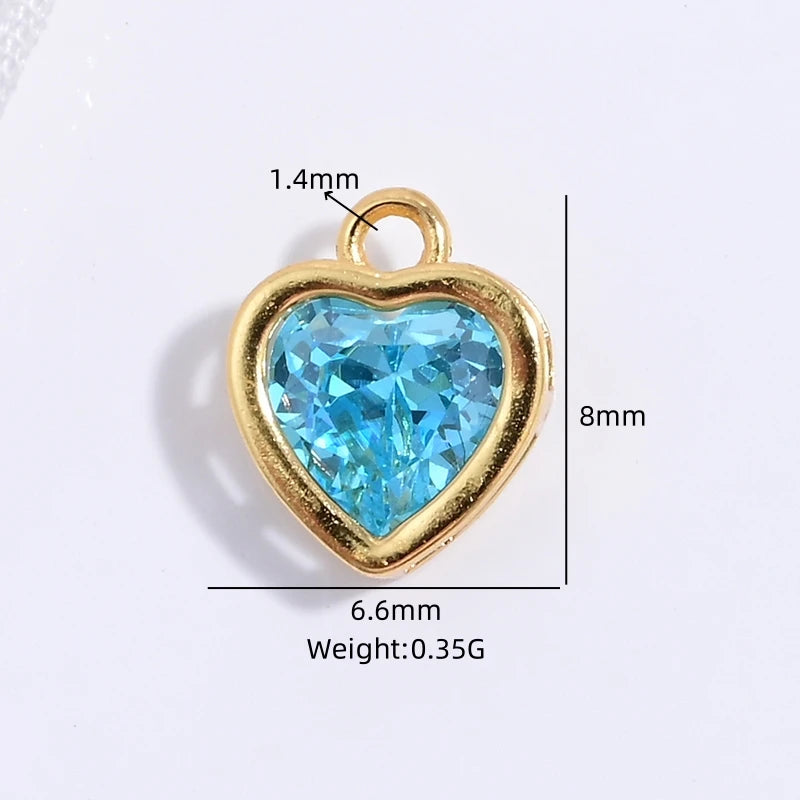S925 Sterling Silver Heart Blue Crystal Charm DIY Handmade Bracelet Necklace Accessori close-up view