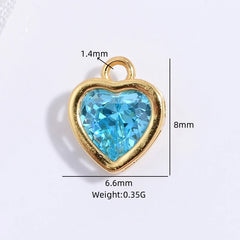 S925 Sterling Silver Heart Blue Crystal Charm DIY Handmade Bracelet Necklace Accessori close-up view