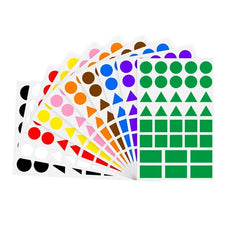 Colored Triangles Rectangular Dot Stickers for Kids | Jigsaw Puzzle Geometry Scrapbook close-up view