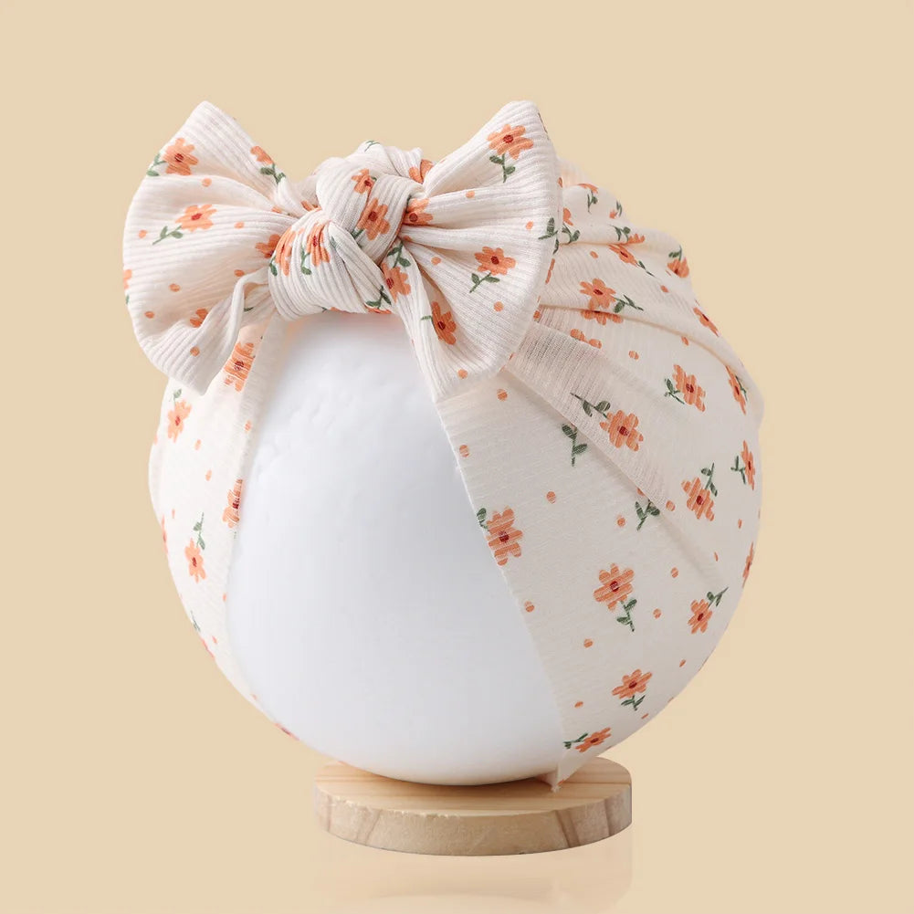 Baby Turban Hats with Prints | Soft Knit Newborn Caps lifestyle view