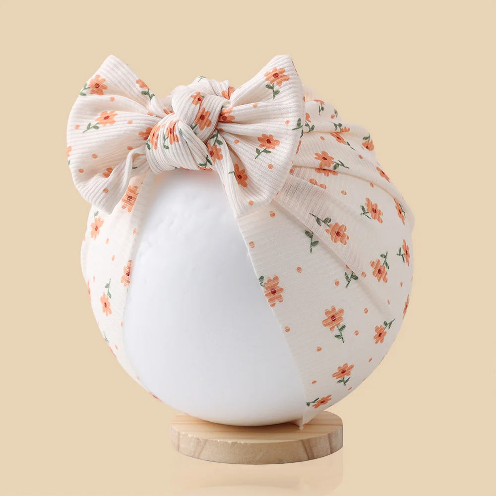 Baby Turban Hats with Prints | Soft Knit Newborn Caps lifestyle view