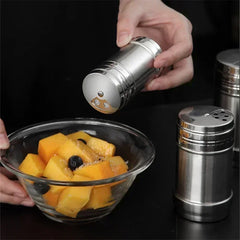 Stainless Steel Spice Jar | Rotating Cover Salt and Pepper Shaker for Barbecue and Ki alternate view