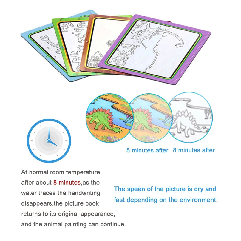 Children Early Education Toys Magical Book with Pen Water Drawing Montessori Toys G additional angle