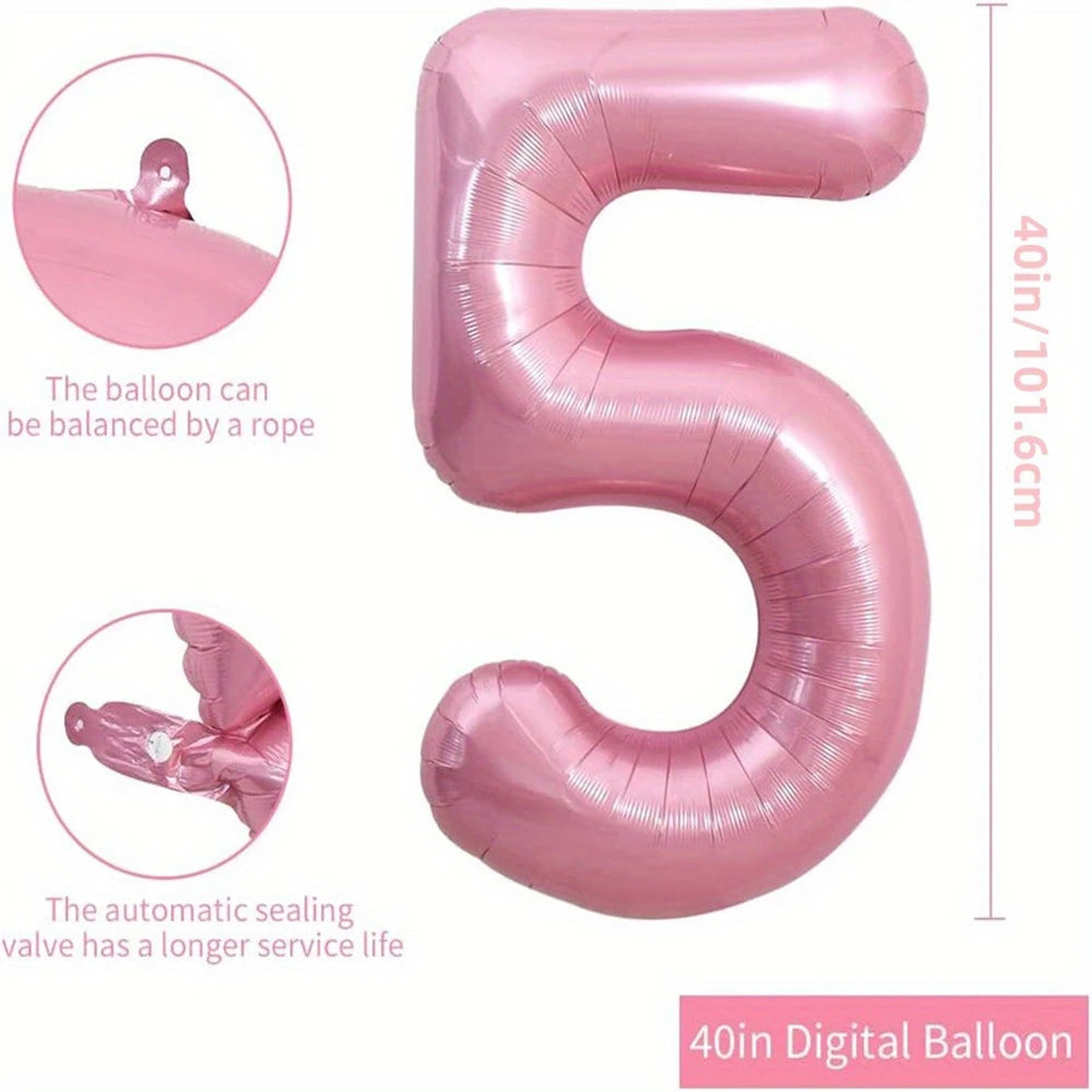 Pink Foil Number Balloon 40 inch | Birthday Party Decor alternate view