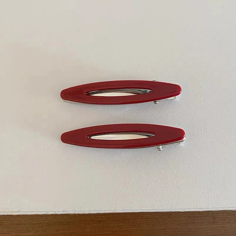 2pcs/set Acetate Hair Clips Hollowed Oval Geometric Barrettes Side Pins Hairpin Women Hair Accessories