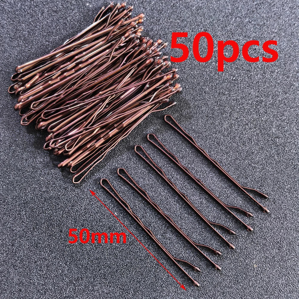 50pcs/Box Metal U Shaped Hair Clips Wedding Bridal Bobby Pins Alloy Waved Hairpins additional angle