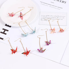 Origami Crane Earrings | Handcrafted Paper Bird Jewelry alternate view