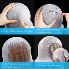 Silicone Cap for Scratches Hair Painting Hat for Scratches Silicone Meches Hair Colori close-up view