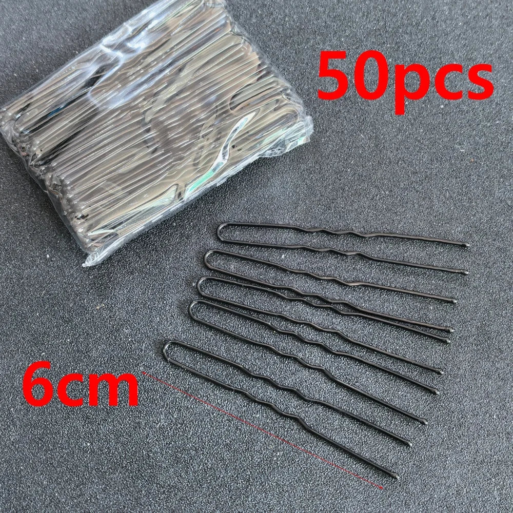 50pcs/Box Metal U Shaped Hair Clips Wedding Bridal Bobby Pins Alloy Waved Hairpins Fo lifestyle view