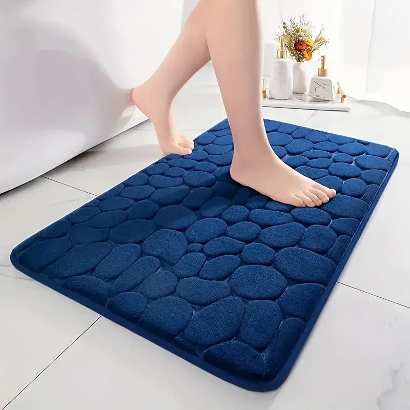 3D Non Slip Bathroom Mat Cobblestone Embossed Bath Mats Absorbent Doormat Carpet Door alternate view
