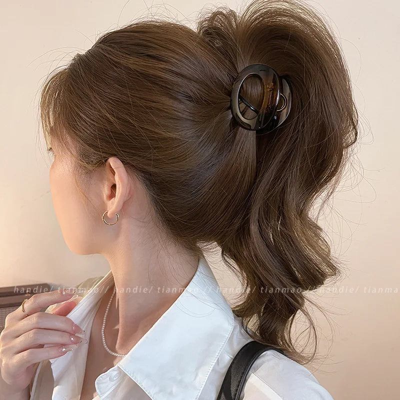 1pc Premium Acetate Hollow Shark Clip 2026 New Back of Head Hair Claw for Women Thin Hair Volumizing
