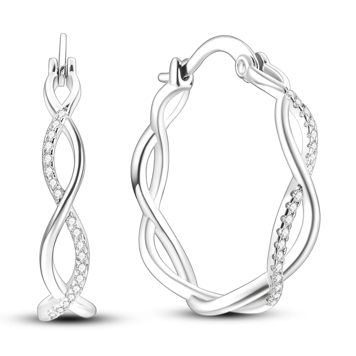 925 Sterling Silver Hoop Earrings with Zircon | Classic U-Shaped Women Jewelry