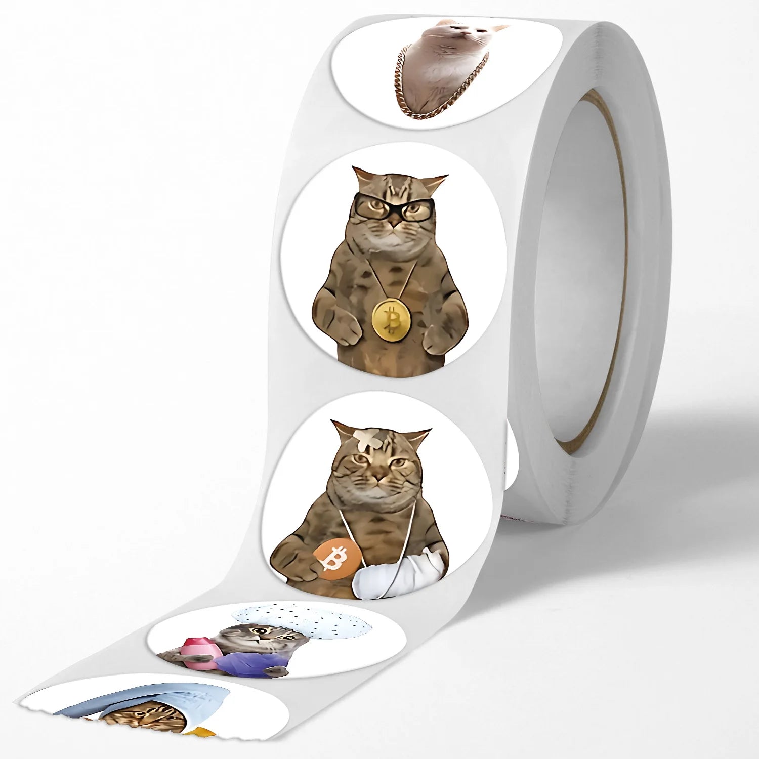 1Roll(500Pcs) Lovely Pet Cats Meme Stickers 2.5cm/1.0'' 48 Designs Decal Labels for T lifestyle view