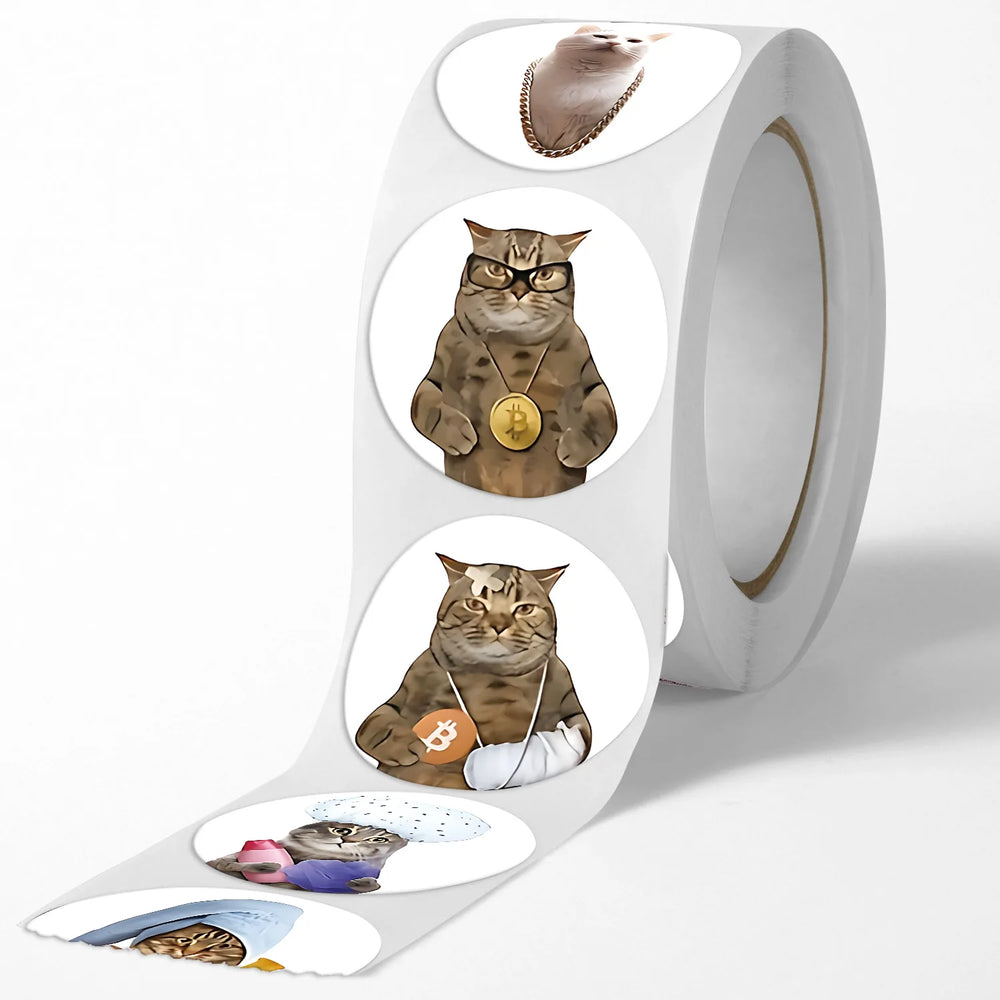 1Roll(500Pcs) Lovely Pet Cats Meme Stickers 2.5cm/1.0'' 48 Designs Decal Labels for T lifestyle view