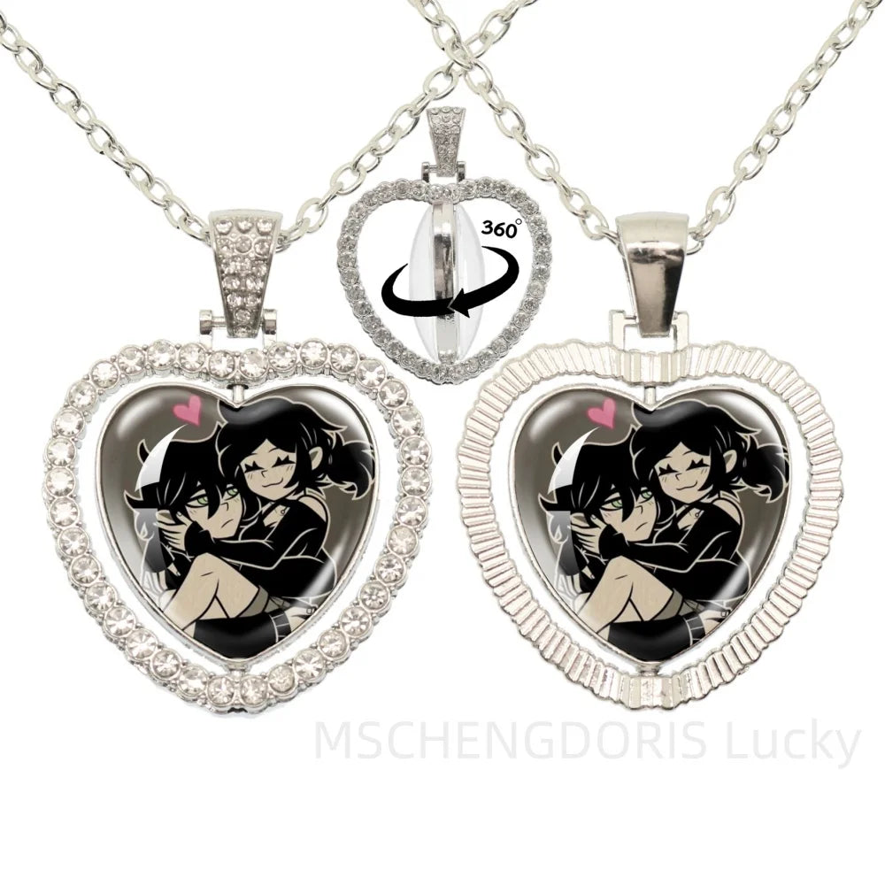 The Coffin Of Andy And Leyley Cosplay Necklace | Double Sided Glass Cabochon Heart additional angle
