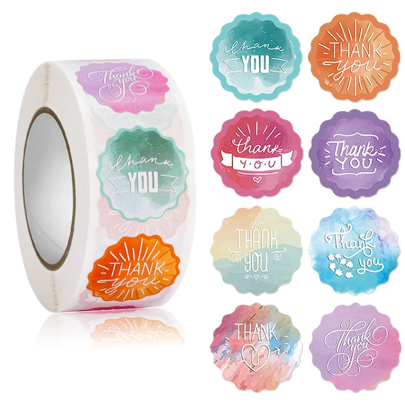 Heart Thank You Stickers | Floral Decorative Sealing Stickers for Wedding Gift Packag lifestyle view