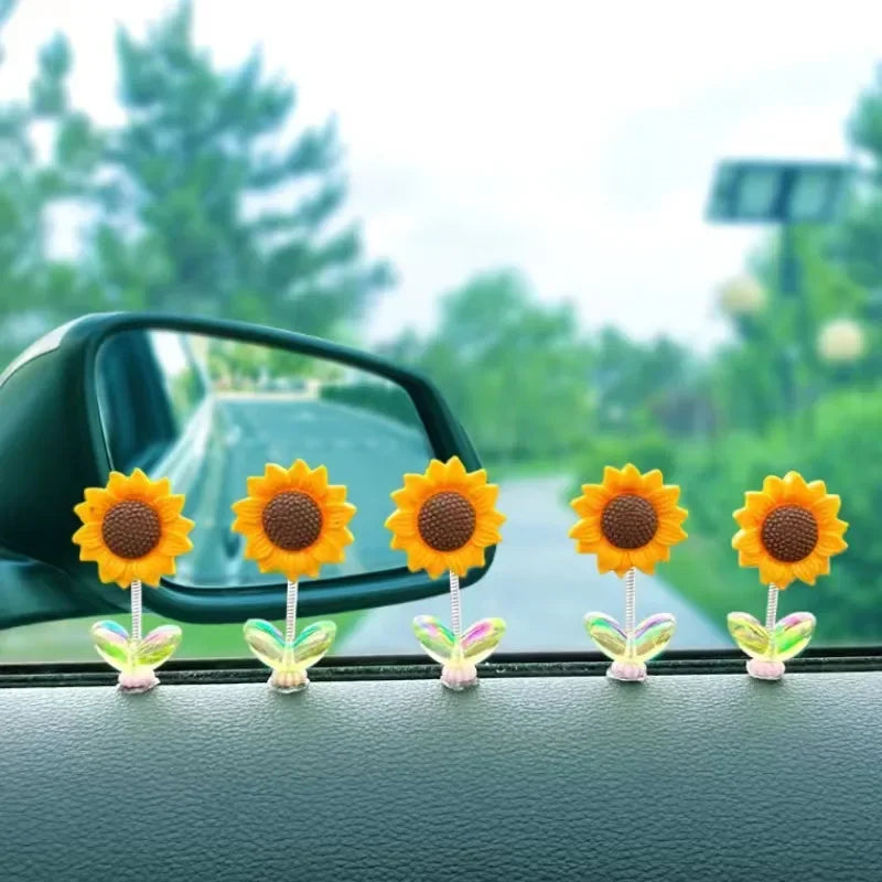 New 5 Pieces Car Dashboard Ornament Decoration Car Window Decoration Sunflower Desi additional angle