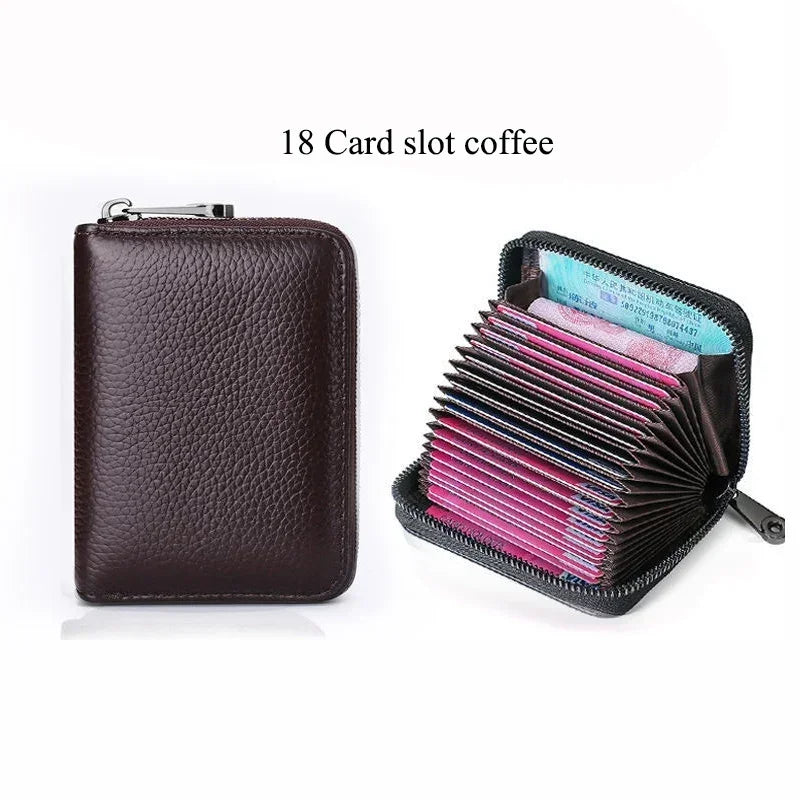 Business Card Holder Wallet | PU Leather Credit Card Case with Zipper Closure lifestyle view