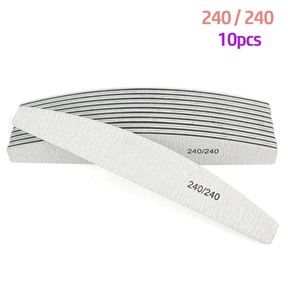 10Pcs/Lot 80/100/150/180/240 Grit Limas Trimmer Lime Nail Art Ongle Manicure Tool Nail close-up view