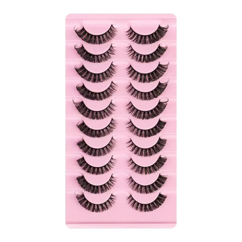Simple Application Dramatic Russian 3D Mink Strip Lashes 10 Pairs Fake Eyelashes For lifestyle view