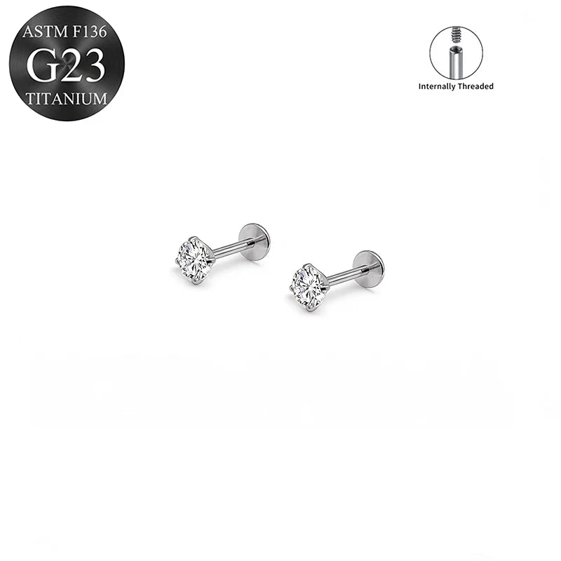 EVISPOL ASTM F136 G23 Titanium Tiny CZ Labret Lip Stud Earring for Women 16G Heart Ca lifestyle view