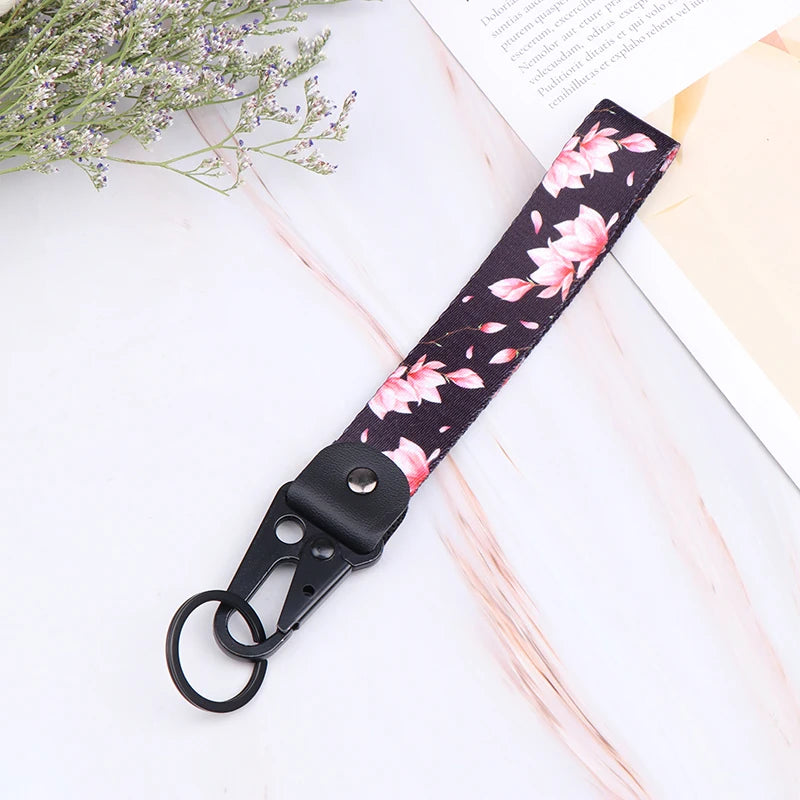 Sakura Cherry Blossom Car Keychain Lanyard | Metal Key Holder with Alloy Clip alternate view