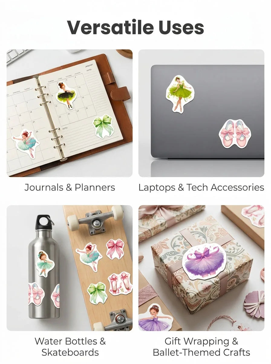 1Roll(500Pcs) Kawaii Ballet-Themed Dancing Girls Pattern Stickers 2.5cm/1.0'' 10 Desi lifestyle view
