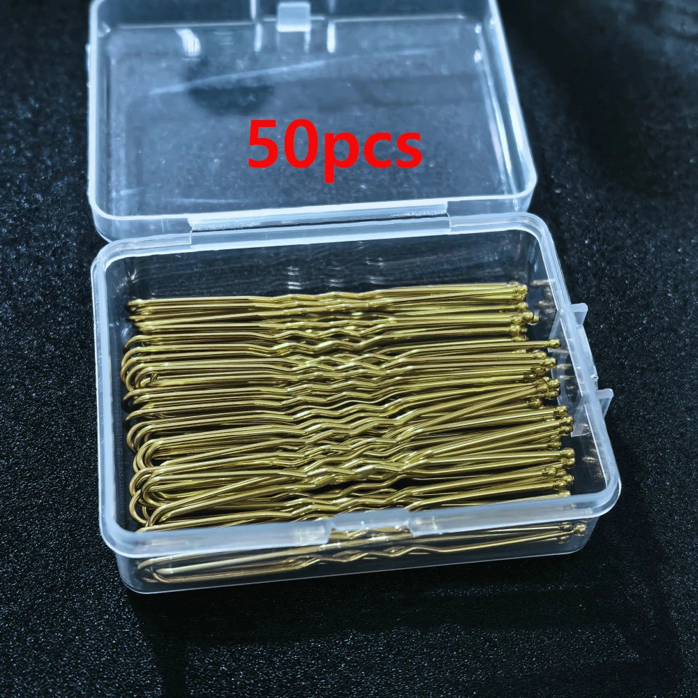 50pcs/Box Metal U Shaped Hair Clips Wedding Bridal Bobby Pins Alloy Waved Hairpins Fo alternate view