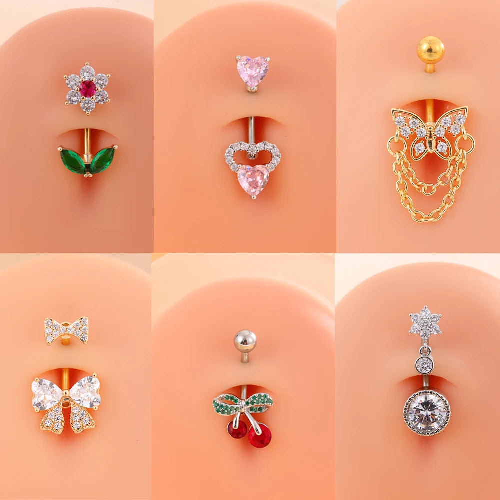 Belly Button Piercings Set Dangled Curved Navel Piercing Ombligo Pack Belly Rings Jew alternate view