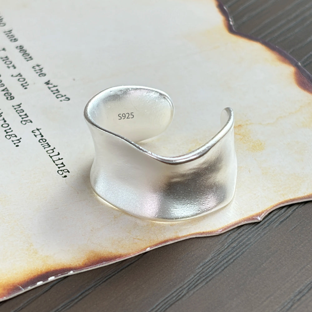 PANJBJ 925 Sterling Silve Multilayer Irregular Geometric Ring for Women Simple Charm Ret detail view
