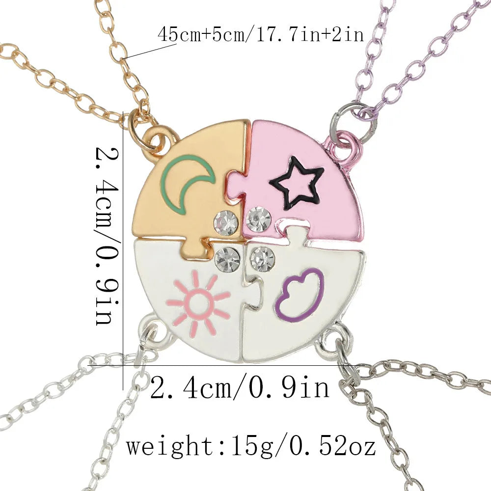 Lovecryst 3/4Pcs/set Heart-shaped Stitching Best Friend Necklace BFF Friendship Jew additional angle